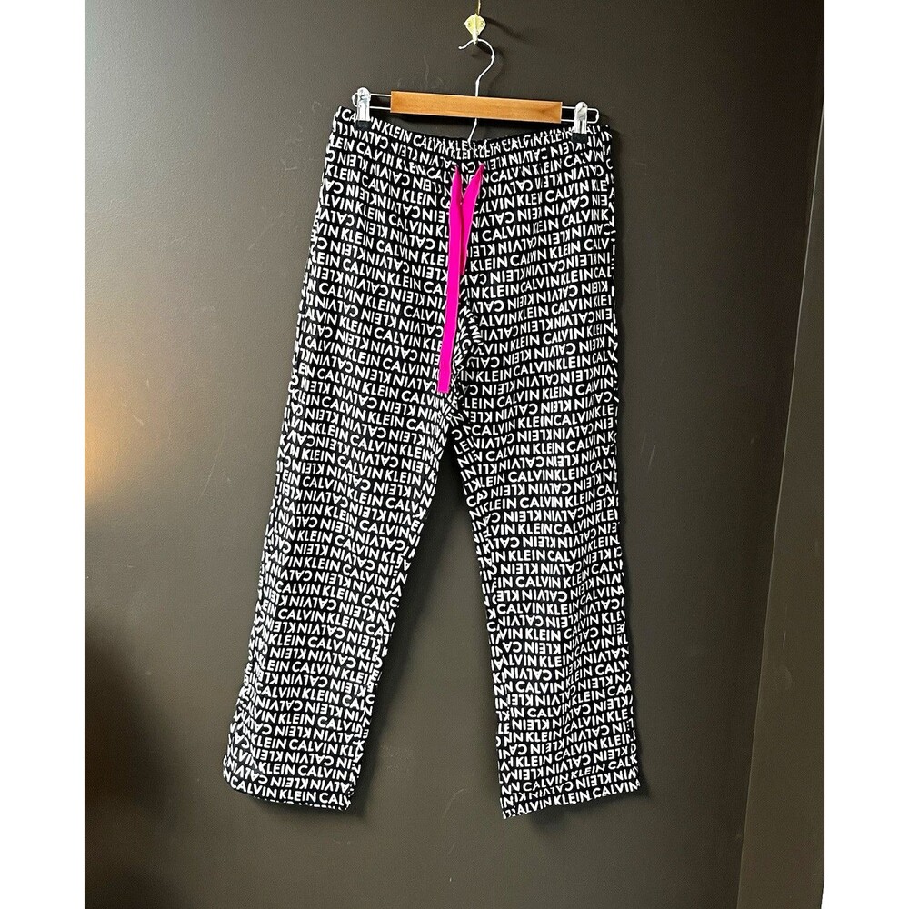 Calvin Klein Sleepwear Women's S/P Flannel Logo Print Pajama Pants Drawstring